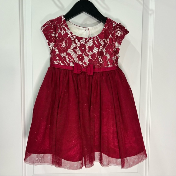 Jona Mitchell Burgundy and Ivory Lace Dress - Flower Girl, Wedding, Birthday - Picture 1 of 3